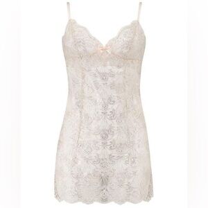 Scarlett Gasque Silk Lace Chemise Lingerie Dress in Cream
